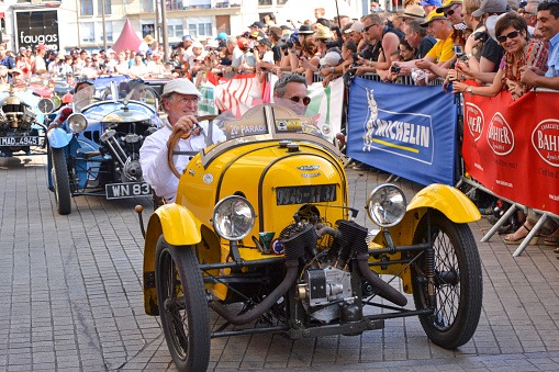 Parade of pilots racing.Presentation of Morgan Darmont car parade des pilotes dans le centre ville du mans